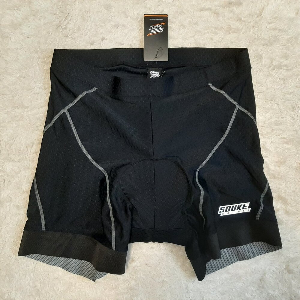 Souke Sports Men’s Black 3D Padded Cycling Shorts Size XXL